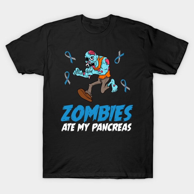 Kids Zombies ate my Pancreas Funny Type One Diabetes Awareness T-Shirt by savariya